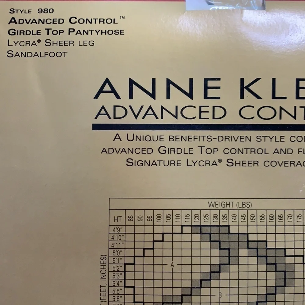 NWT Anne Klein Style 980 advance control girdle top pantyhose pearl Sheer leg